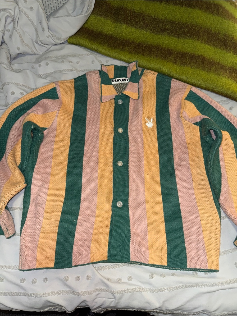 PLAYBOY Striped Button-Up Cardigan